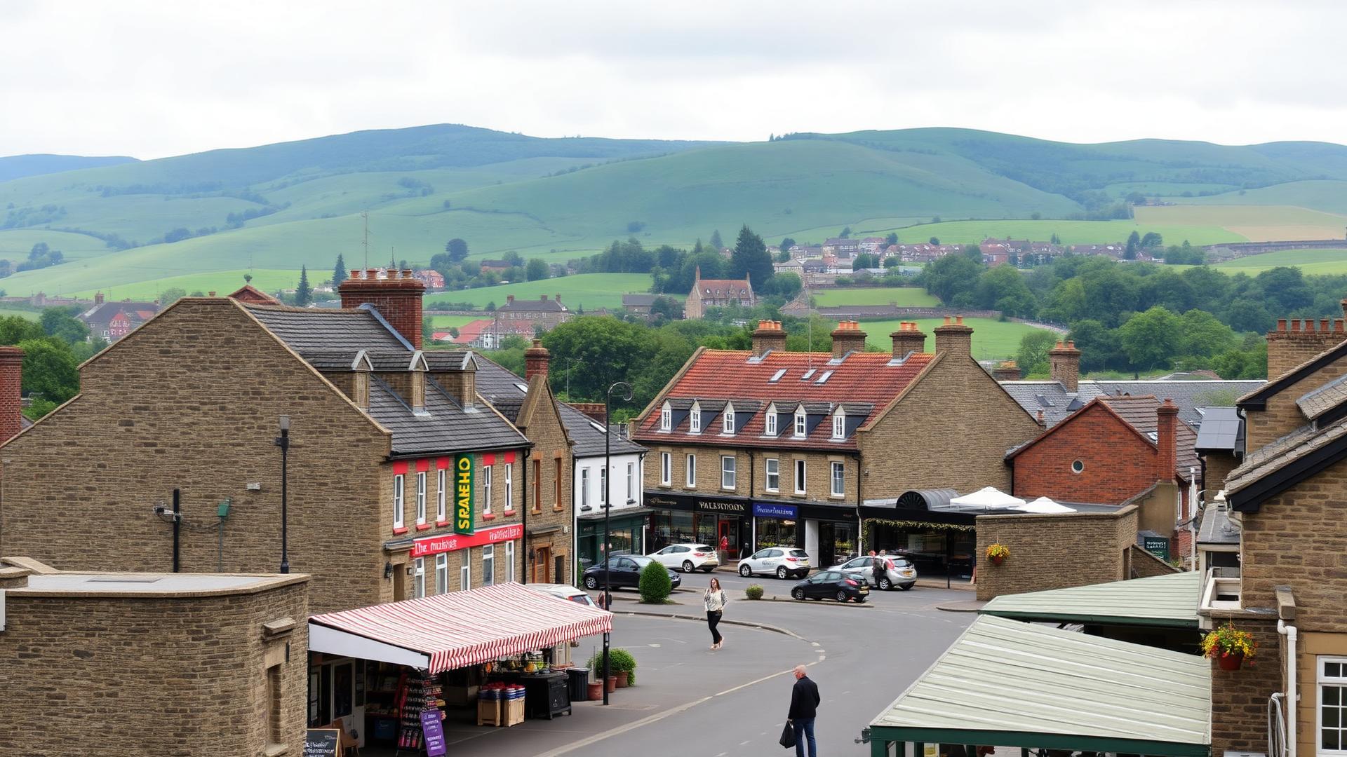 Bridgend market town rooftops with rolling green hills of the Vale of Glamorgan beyond — Re-Finished surface restoration in Bridgend