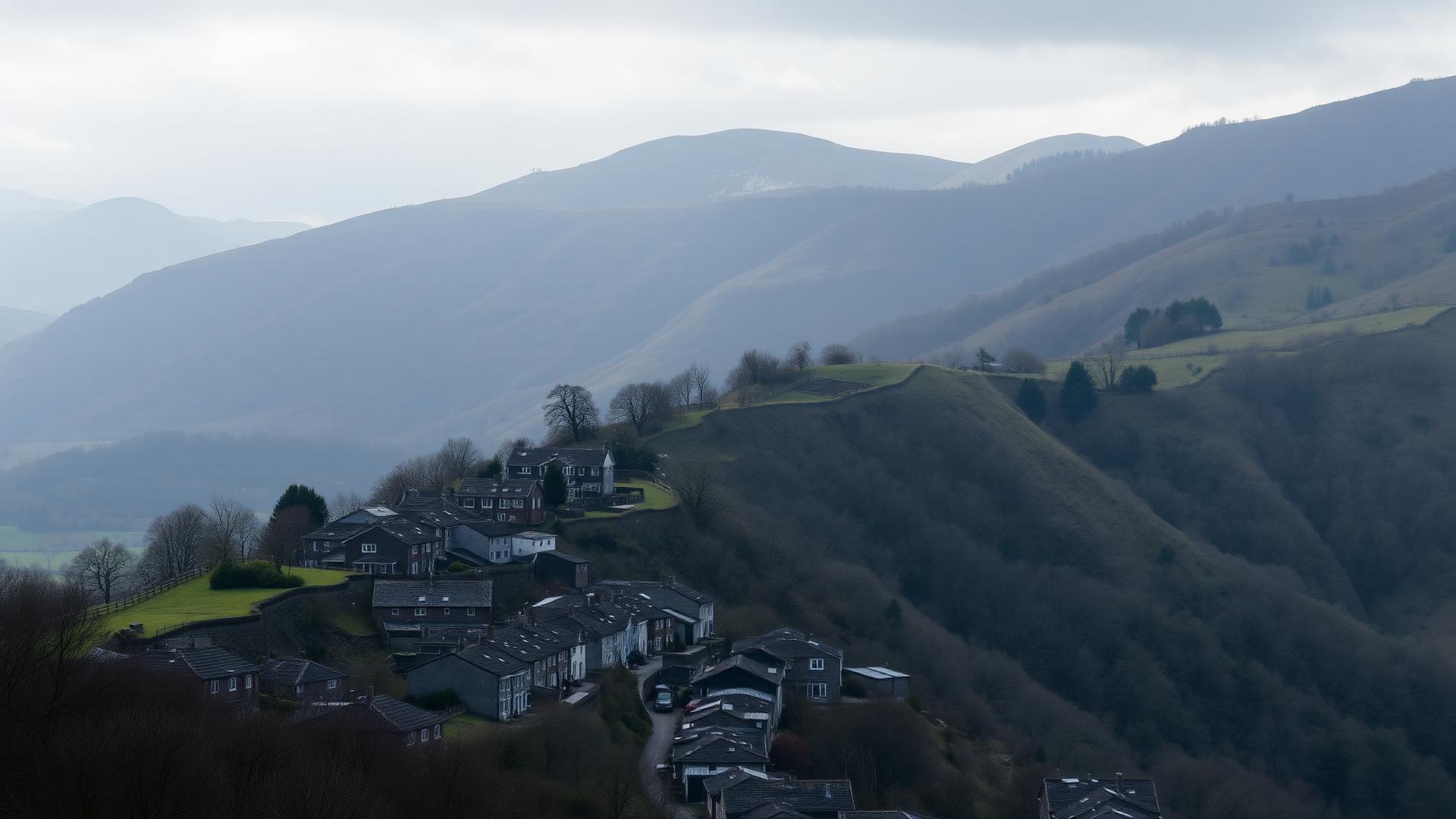 Hillside terraces of Merthyr Tydfil with the Brecon Beacons mountains rising behind — Re-Finished surface restoration in Merthyr Tydfil