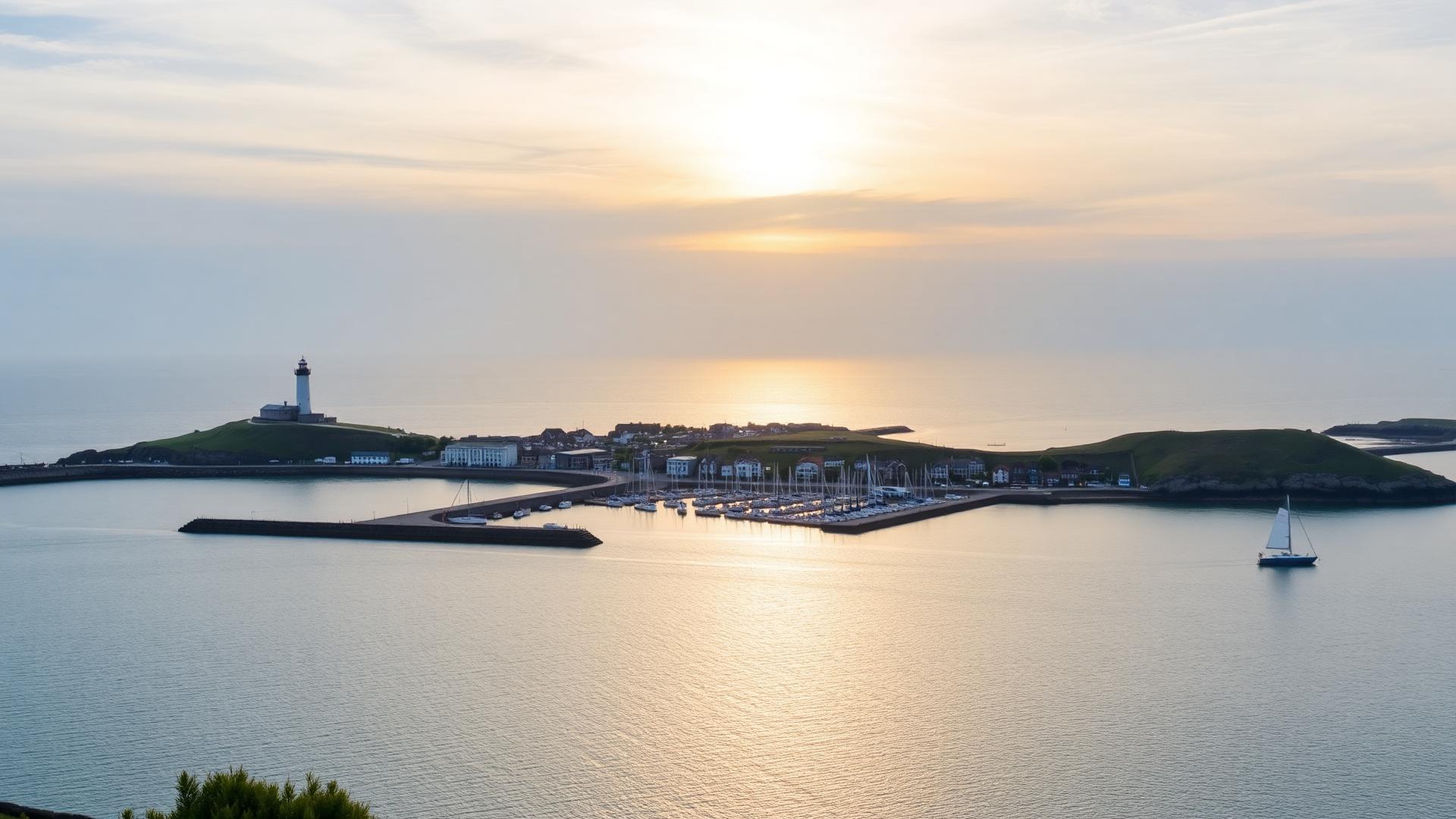 Swansea Bay coastline with Mumbles lighthouse and the marina at sunset — Re-Finished surface restoration in Swansea