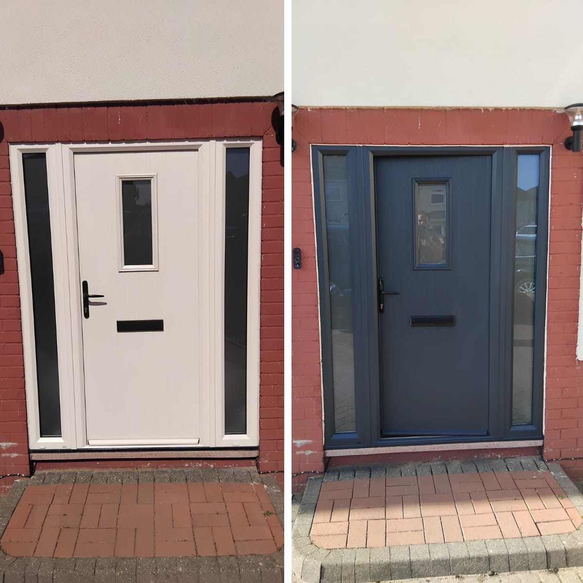 Composite front door re-sprayed from white to anthracite grey — Newport composite door spraying