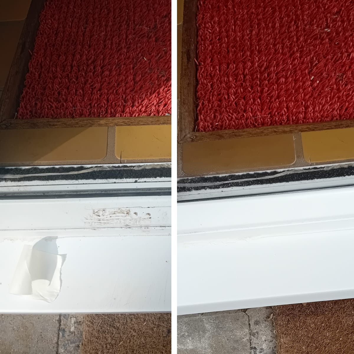 Scuffed white uPVC front-door bottom panel restored — Bristol uPVC door repair